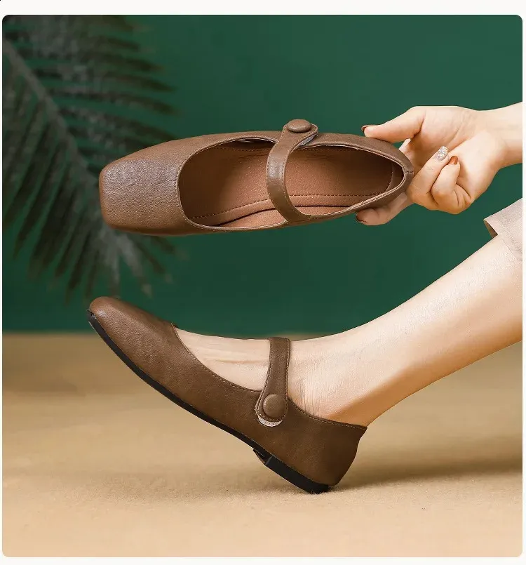 Retro Spring Woman Square Toe Solid Lolita Loafers Black Ballerina Party Flats Elegant Mary Jane Kawaii Barefoot Shoes_vogvips.com