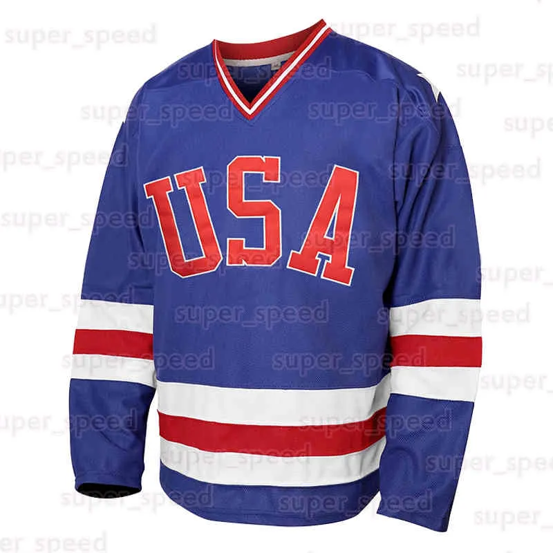 USA Blue Ice Hockey Jersey Blank Manner Sterne Hemd Bestickt Genaht Langarmer Erwachsener Kleidung Kleidung Von 9 12 DHgate