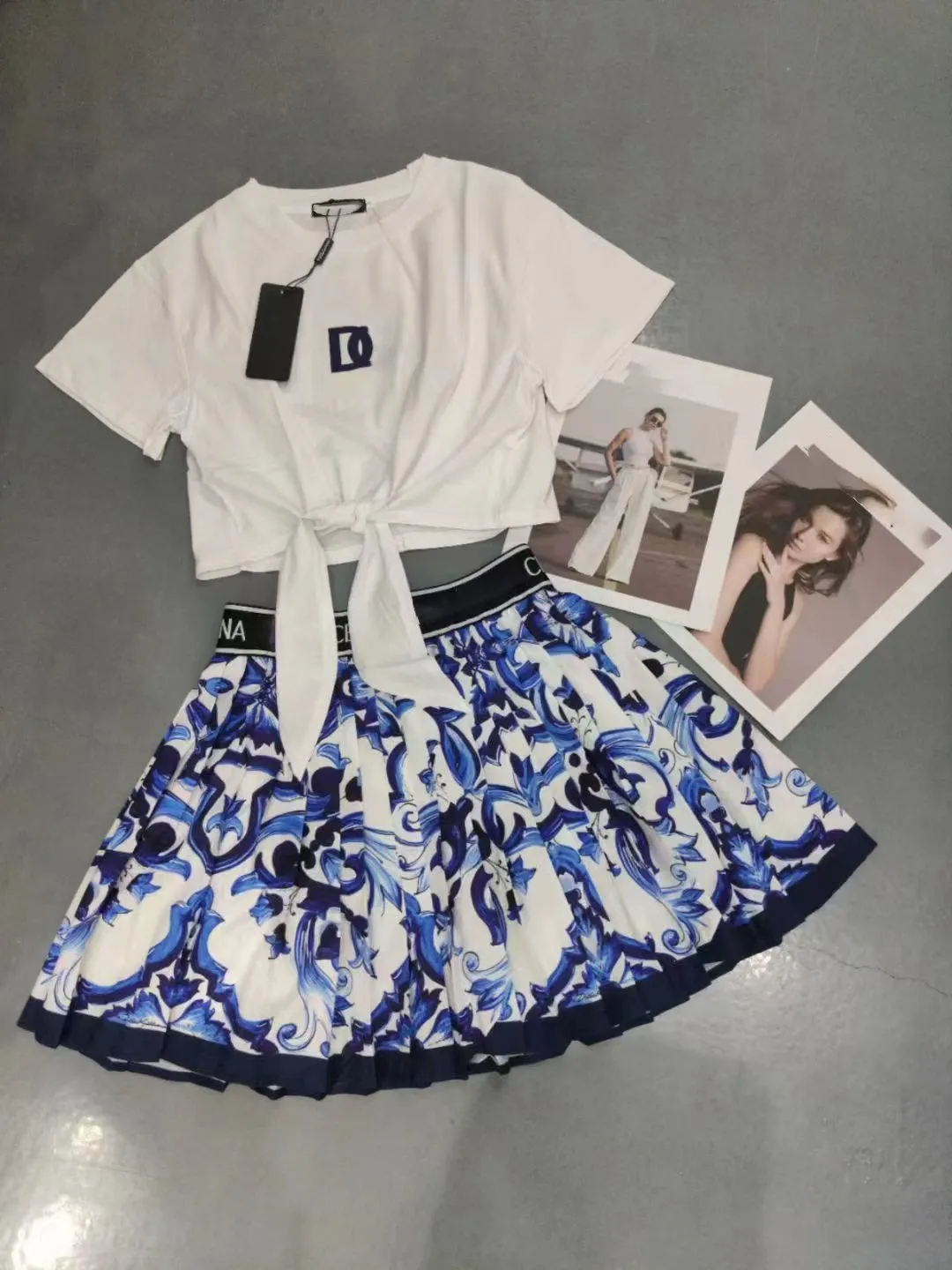 Chic Design Floral Knit Cardigan and Skirt Set Chic Design Floral Knit Cardigan and Skirt Set