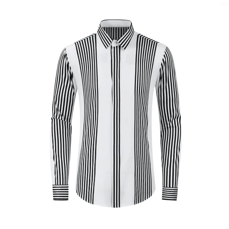 knee length dresses for ladies Men's Long Sleeve Classic Fit Stripe Poplin Shirt Yellow Vertical Stri