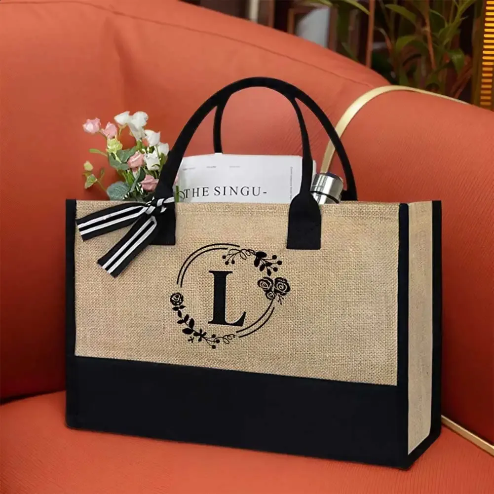 Jute Linen for Women Spacious Summer Beach Handbag