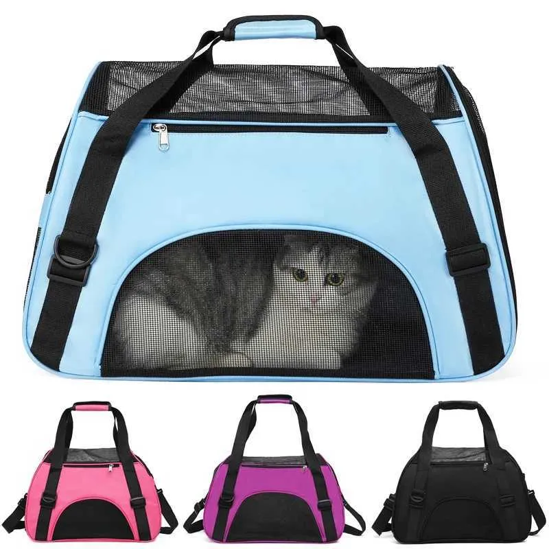 Soft-Sided Pet Carrier Bag: Breathable Foldable Comfort for Cats