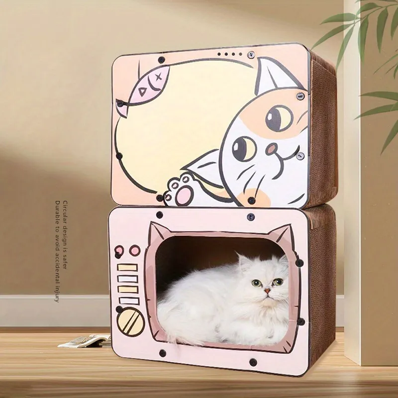 Cat House With Scratcher House With Enclosed Cube TV Design Durable Corrugated Paper Kitty Scratching Bed For All Cats PU979 H4 From Puhuo88 17.81 DHgate.Com