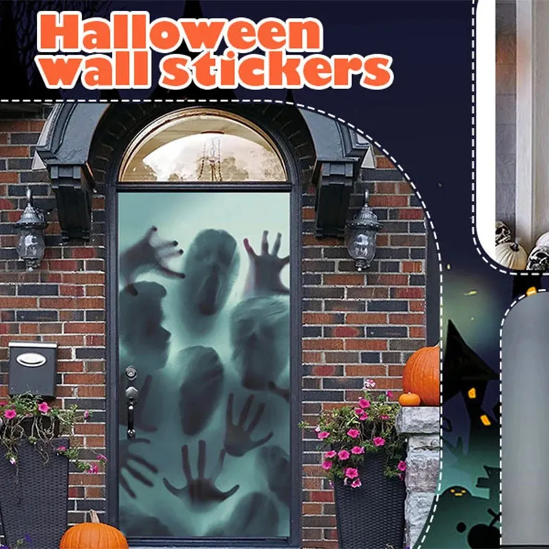 Autocollants Fenêtre Halloween - Empreintes De Mains Sanglantes, Fantômes Et Chauves-souris - Décorations Amovibles Et Réutilisables En PVC - 12
