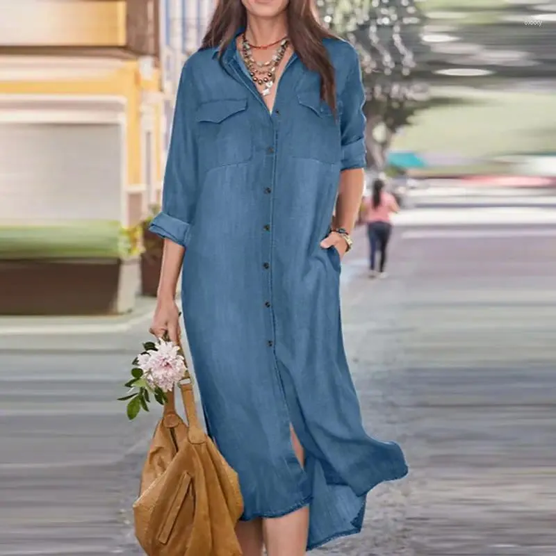 Oversized denim shirt dress hot sale