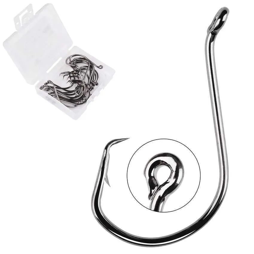 Black Chrome 100 Pcs Sharp Octopus Circle - High Carbon Steel, Black  Chrome, Sizes 4# To 8/0 Fishing Hooks