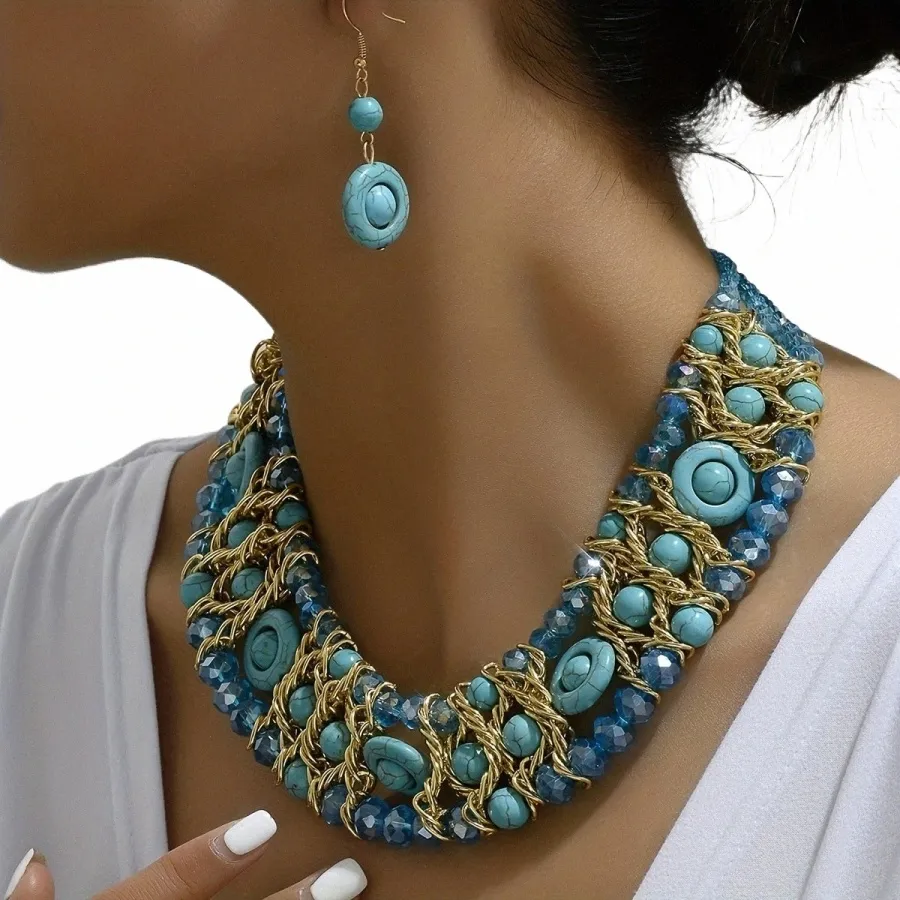 Bohemian Spherical Bead Earrings Necklace Set Choose Your