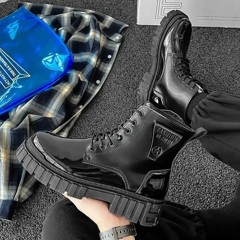 DHgate.com:Mens Patent Leather Winter Boots - Warm