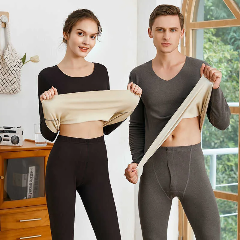 Mens Thermal Underwear Couples German Velvet Warm Underwear Set Mens Thick Velvet Winter Mens Leave No Trace Autumn Clothes Autumn Pants Womens Bottom