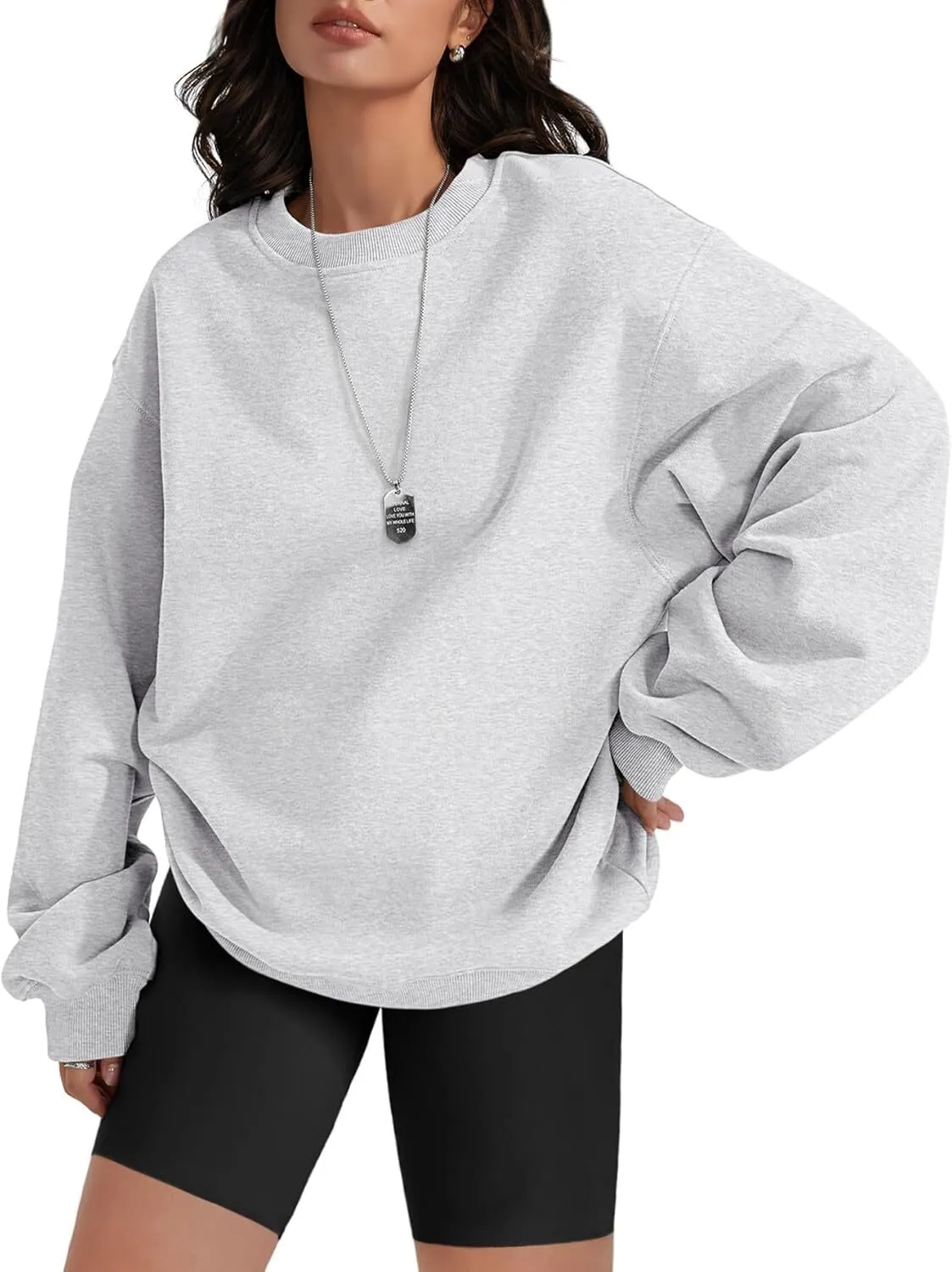Oversized Fleece Crewneck: Womens Long Sleeve Pullover for Fall