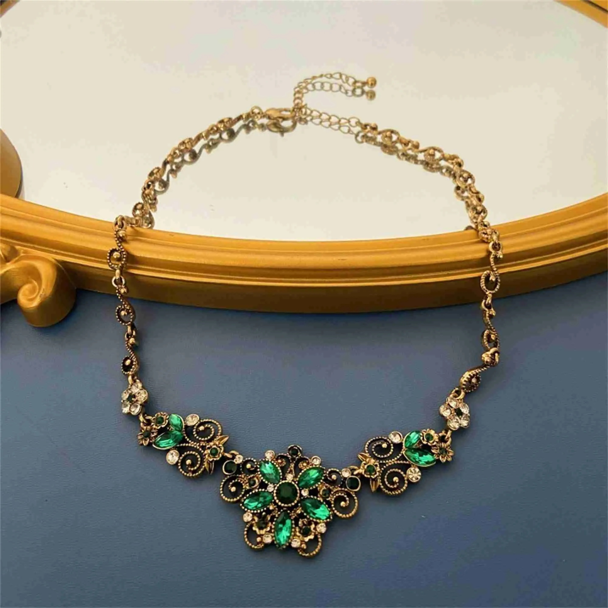 Vintage Palace Necklace Rhinestone Flower Pendant, Antique Style Jewelry,  Reproduction Design, Clearance Sale 70% Off!