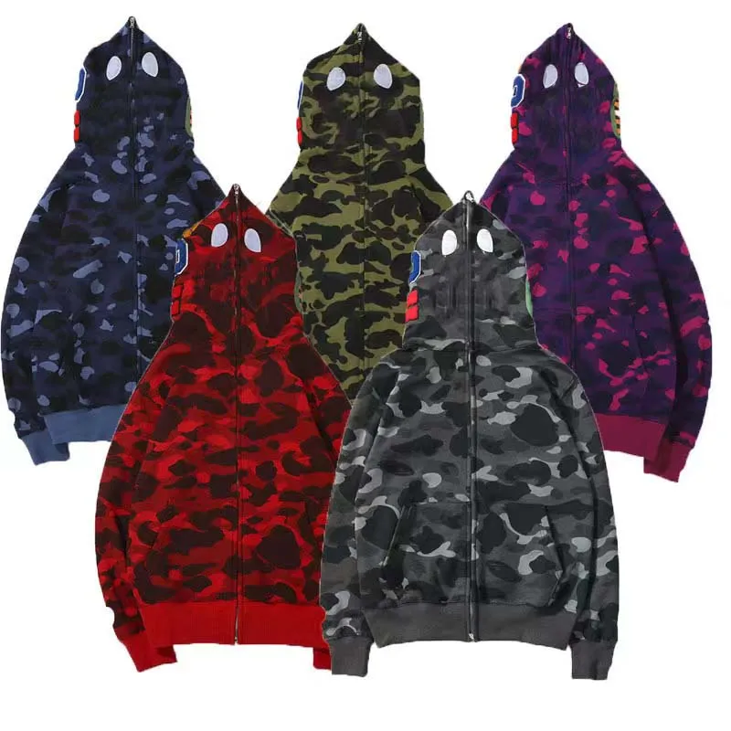 Shark Camouflage Microfiber Shark Hoodie With Zipper For Men And Women