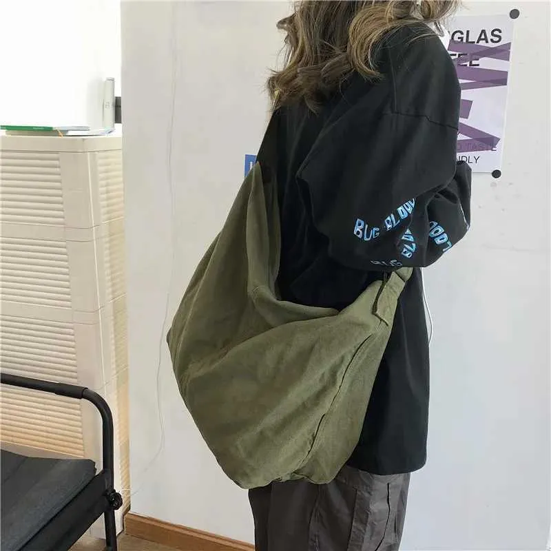 Canvas Shoulder Bag for Women Mini PU Zipper Closure Crossbody