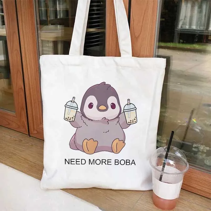 Z240910 Womens Canvas Tote Bag Cartoon Animals With From