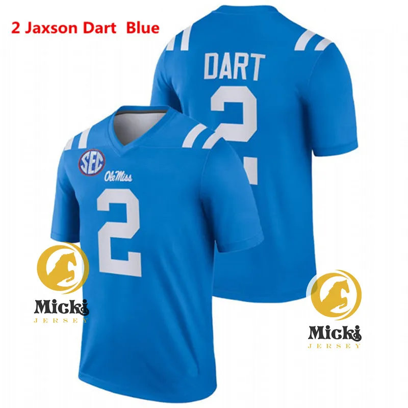 Jaxson Dart Ole Miss Rebels #2 Stitched White Football Jersey – Fan Gear