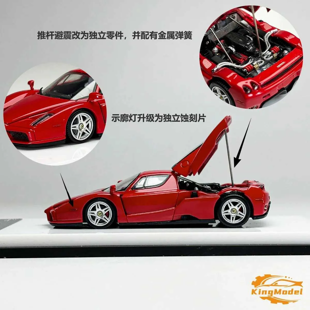 1/64 Scale Red & White Enzo Die-Cast Model Car - Kingmodel T240910