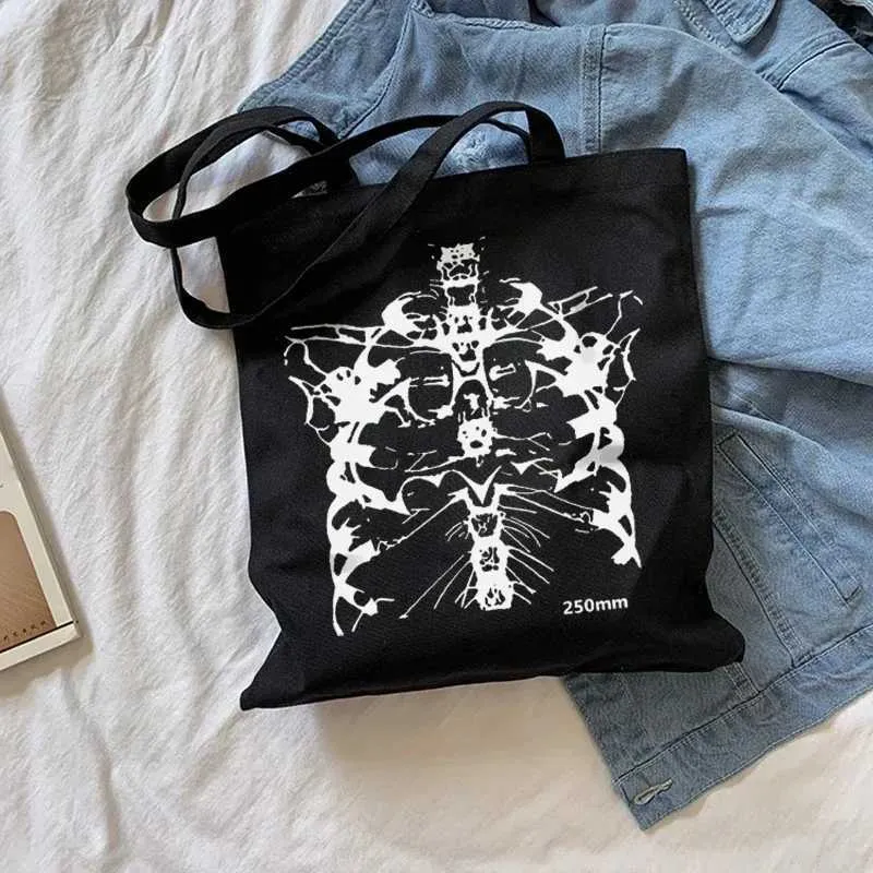 【THEAIRTOWN】 dope big shoulder bag Vintage Gothic Skull Print Canvas mens sling shoulder bag