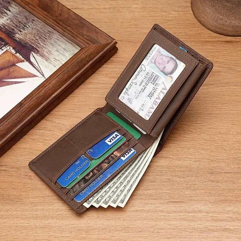 Portafoglio Uomo Pelle Antifurto Portafoglio Uomo In Pelle Con Clip Per Banconote E Blocco RFID - Antifurto, Regalo USA Portafoglio Uomo Antifurto - Foto 7