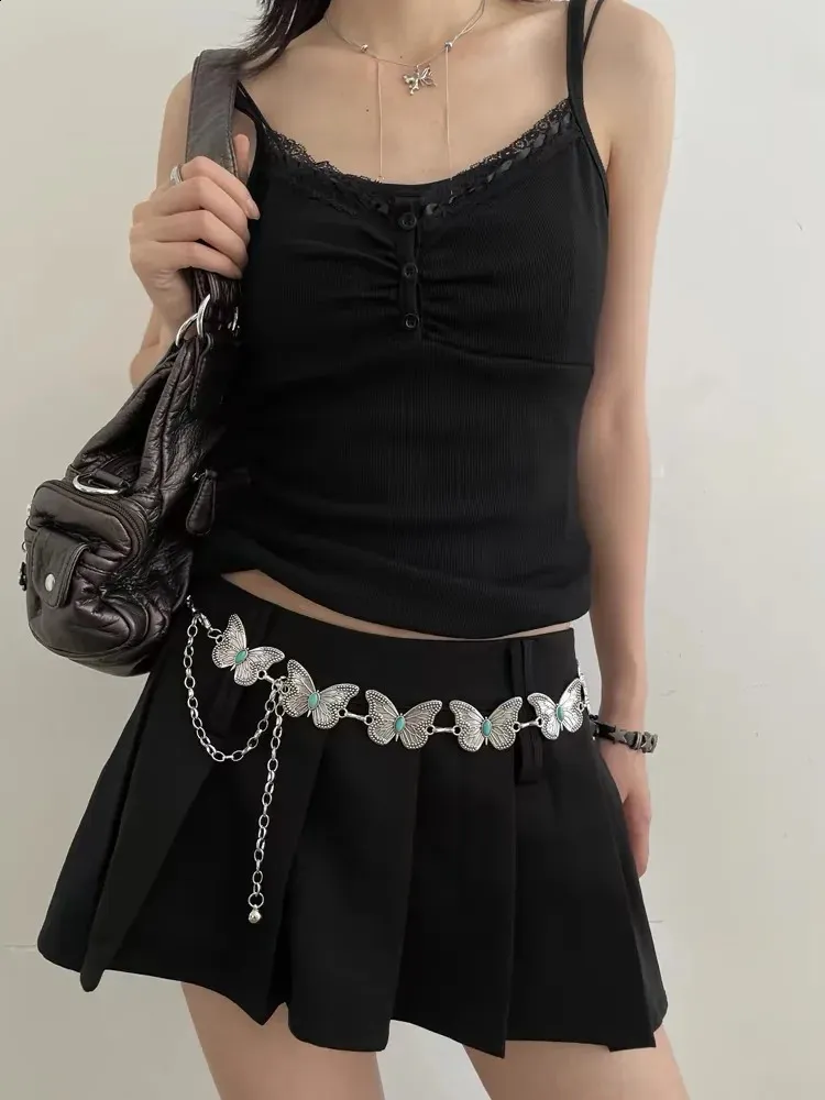 Silver Butterfly Waist Chain - Y2K Corset Belt for Women