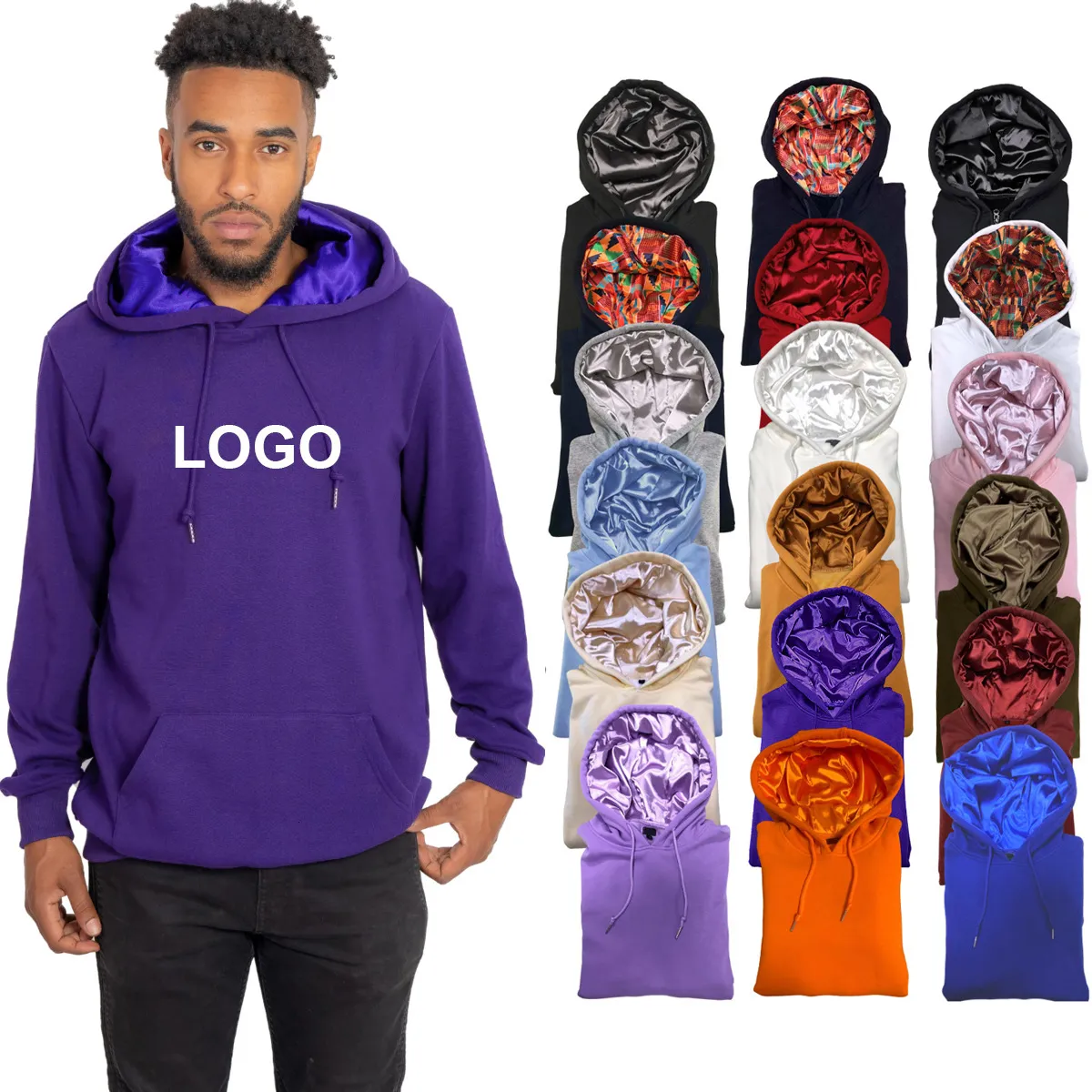 Unisex Satin Lined Hoodie With Custom Logo Embossed Silk Lining Evertop OEM ODM Blend 100 Cotton Zip Up Custom Sweatshirts From Huanshoes010 Vendor 20.88 DHgate.Com