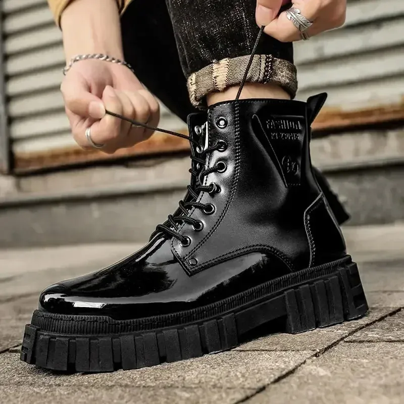DHgate.com:Mens Patent Leather Winter Boots - Warm