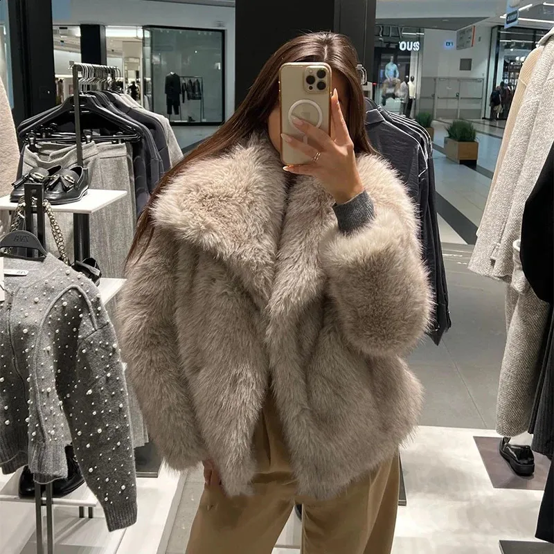 国内未入荷 STARTEXCEEDEND - Gradient Faux Fur Coat Luxurious Fur Coat Womens Gradient Faux Fox Fur Coat, High