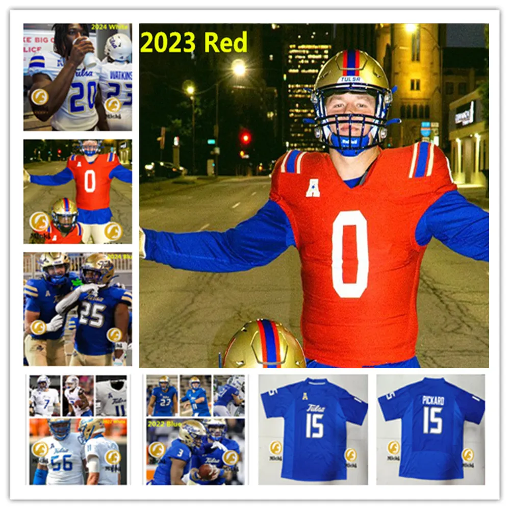 Custom Stitched Tulsa Golden Hurricane Football Jerseys Rey Burnett 54,  Walter-Young Bear 50, Ender Aguilar 47, Ethan Hall 55, Owen Ostroski