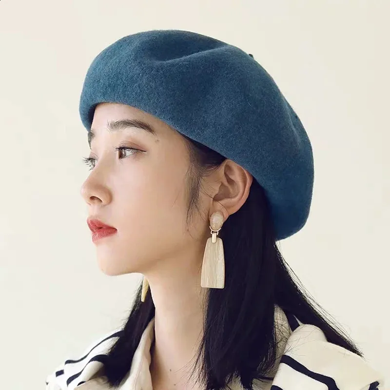 Vintage fashion French elegant real wool basin felt hat vintage wool bucket hat simple solid color warm basin hats  main image 4