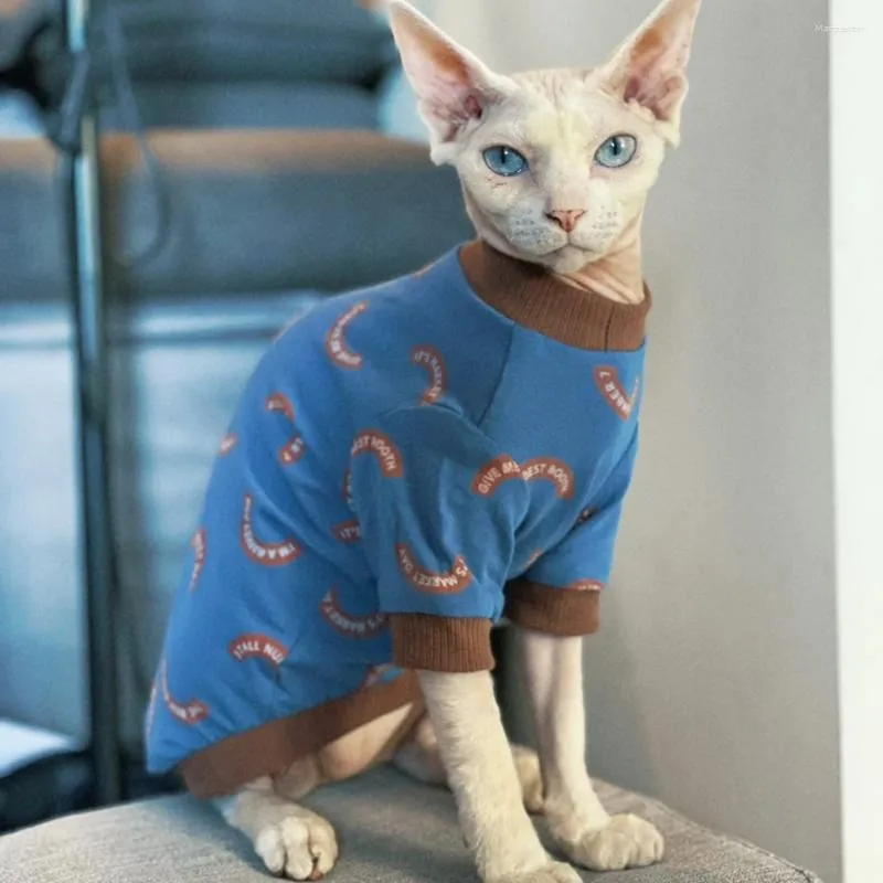 Shirts For Cats To Wear Summer Cotton Blue Cartoon T Shirt For