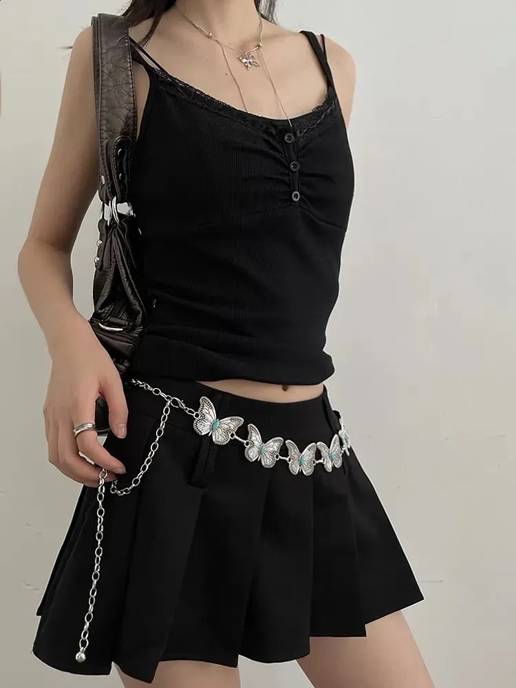 Silver Butterfly Waist Chain - Y2K Corset Belt for Women