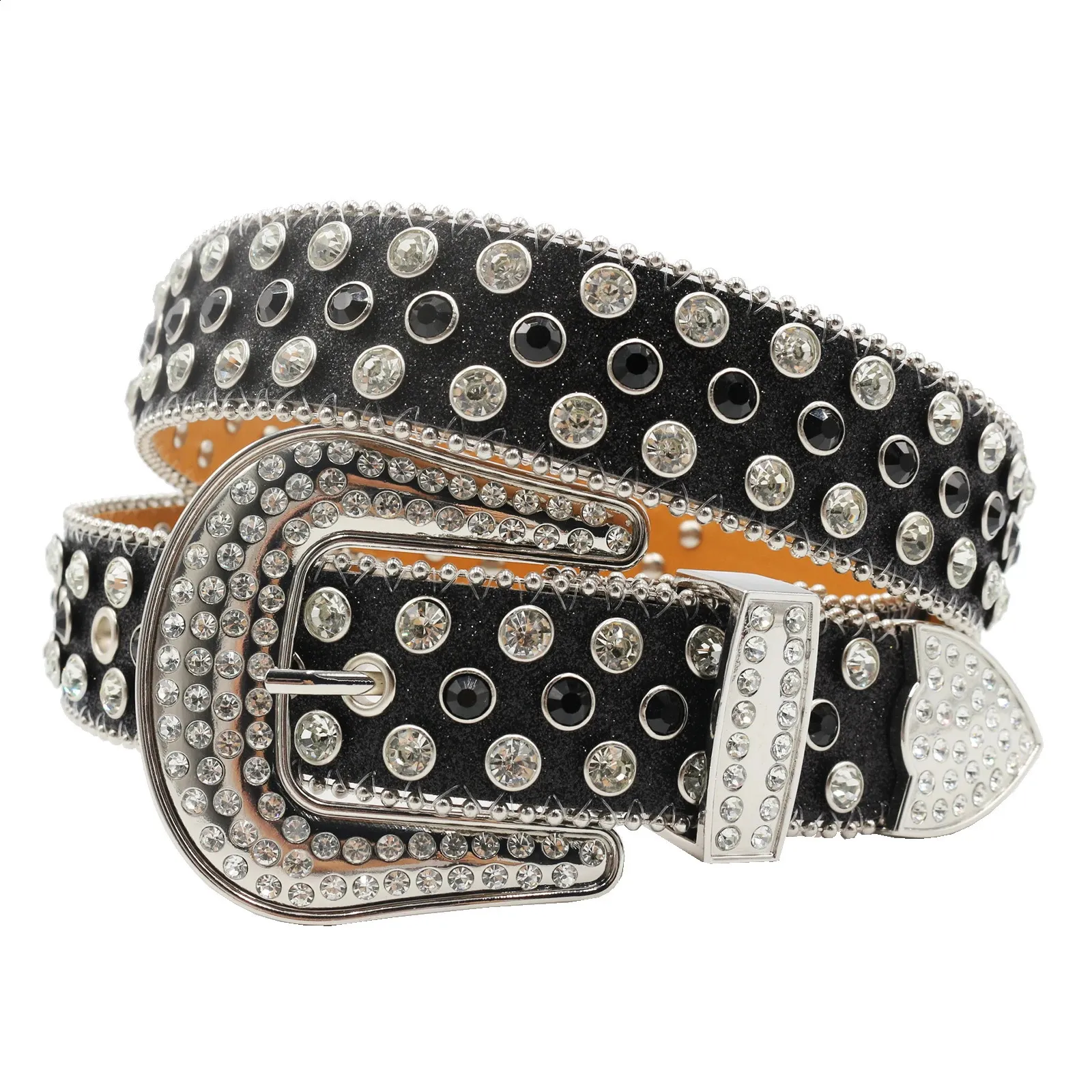 小物 used studs design real leather belt Handmade Black Genuine Leather Studded Belt With Spider and
