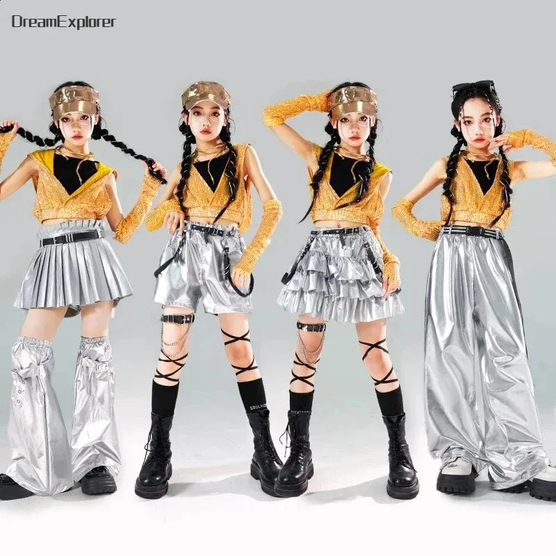 Haut Court Danse Du Ventre Enfant JanJean - Manches Longues Mousseline Sequins