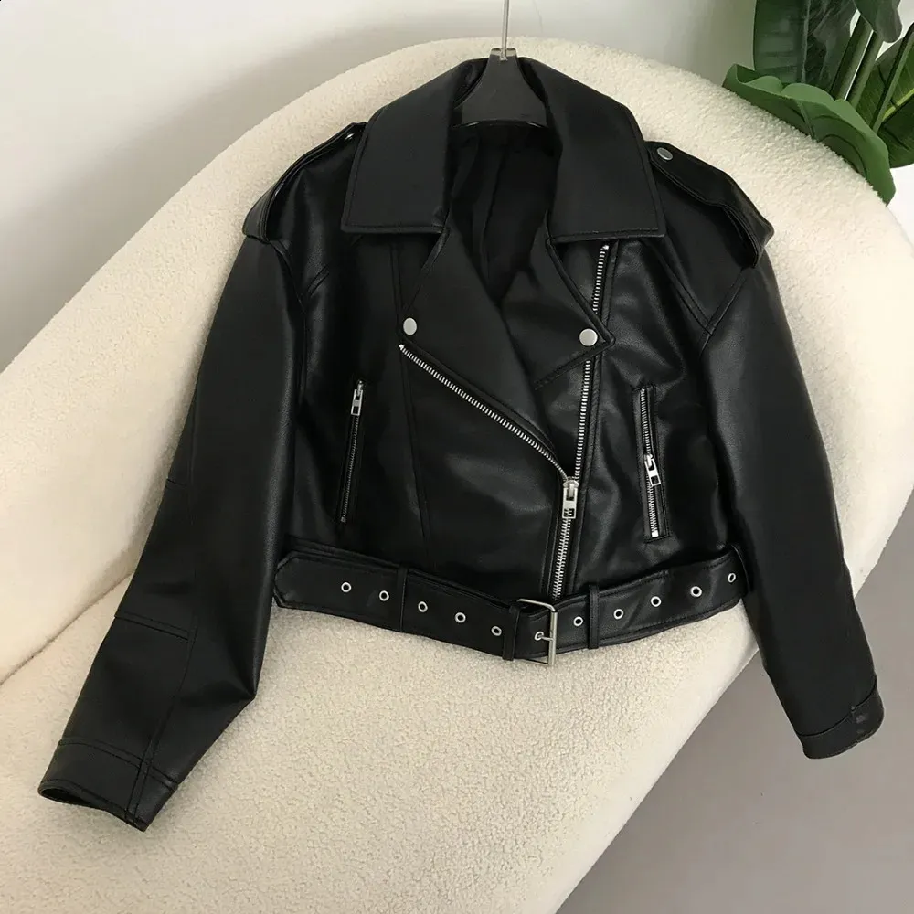 DHgate.com:Womens Faux Leather Biker Jacket - Vintage Chic, Short 