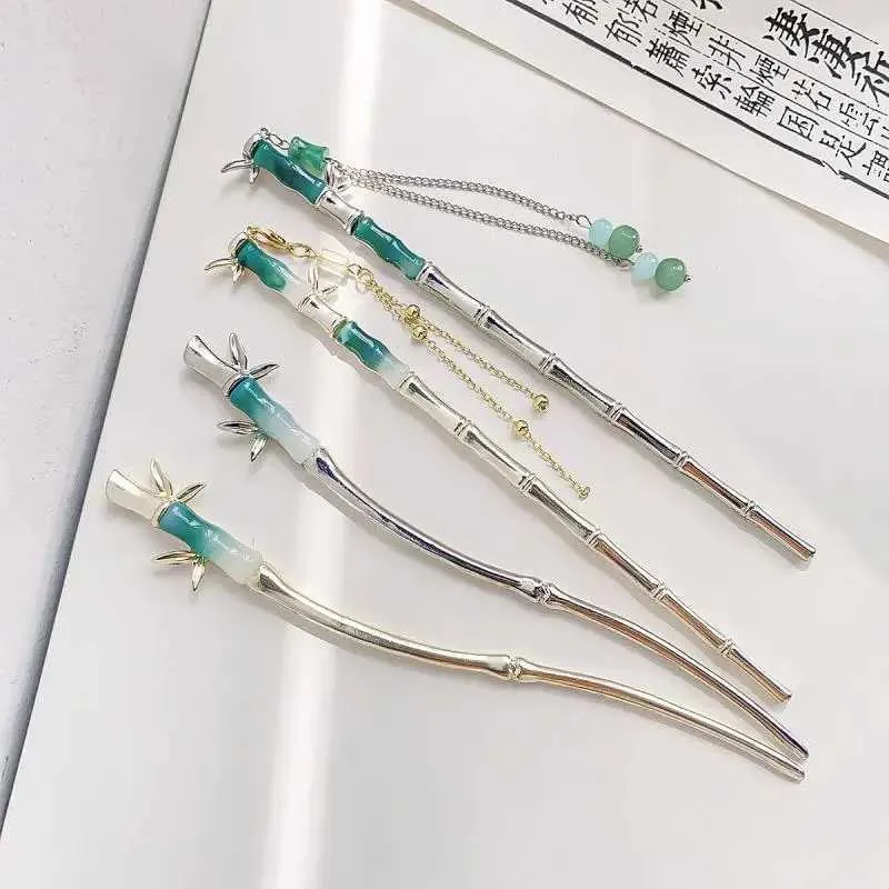 Jade Hairpin Bamboo Chinese Style Hair Accessory, Elegant  display picture 2