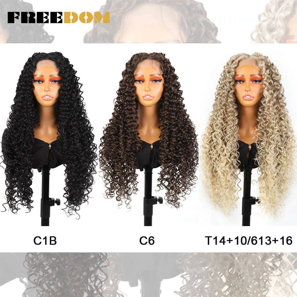 Ombre Brown Blonde Curly Lace Front Wig - Synthetic Hair, 22  display picture 3