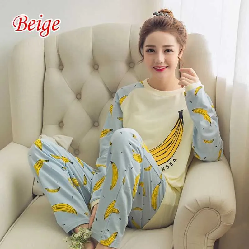 Azuki Women's Cozy Cartoon Print Nightgown - Long Sleeve Fuzzy Sleepshirt For Winter
