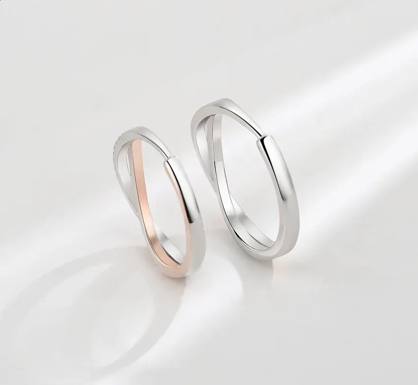 Sterling Silver Couple Rings - Adjustable Cross Design, Set of 2, Mens ...