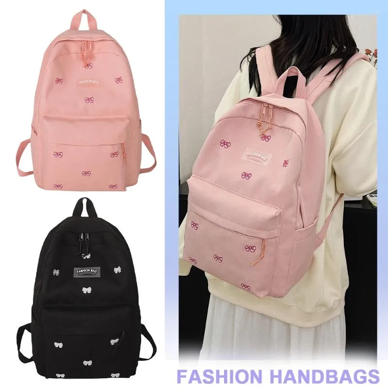 Kawaii Canvas Bow Backpack Lightweight Cute And Fashionable Pink Shoulder Bag For Middle School Travel Ideal For Women And Girls From Fuutao 15.32 DHgate.Com