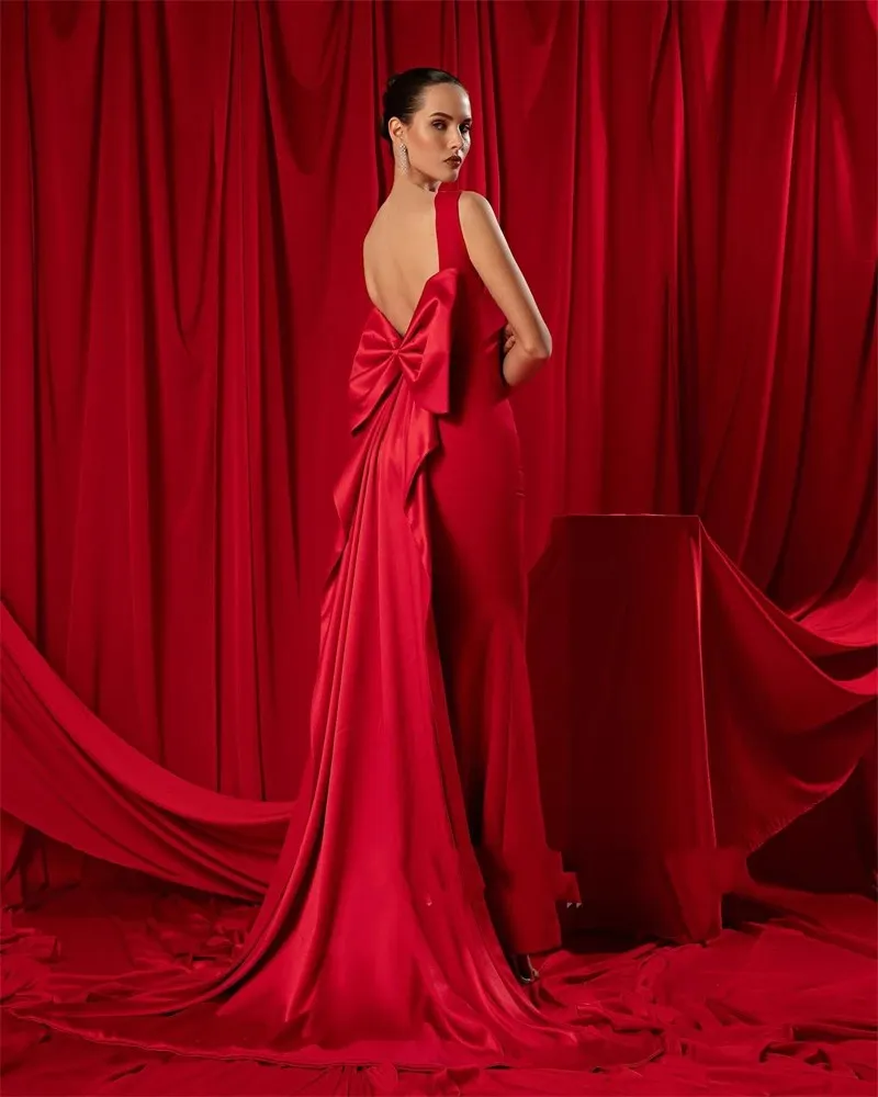 Classic Red Satin Prom Dress with Big Bow Backless Design and Sweep Train  for Formal Evening Gowns from Dhgate Prom Dresses - price 120.31