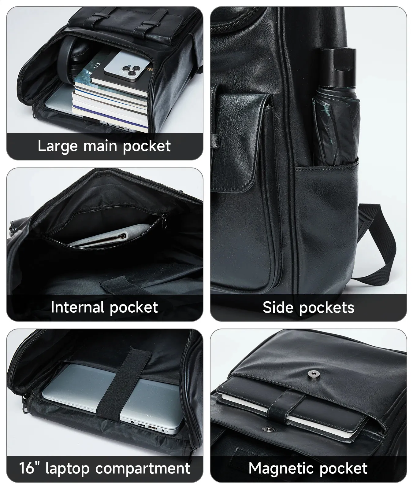 Mens Leather Laptop Backpack Black Leather Backpack... From 