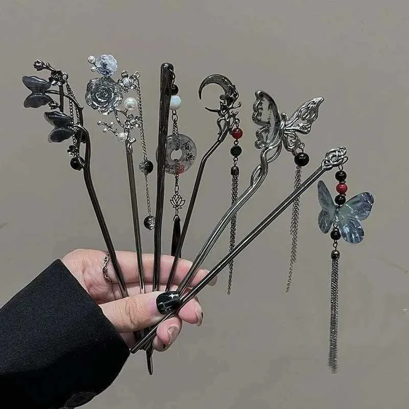 Rhinestone Gunmetal Butterfly Hair Stick Chopsticks Hair Accessory Amazon.com : Metal Butterfly Hair Stick Pearl Hair  main image 4