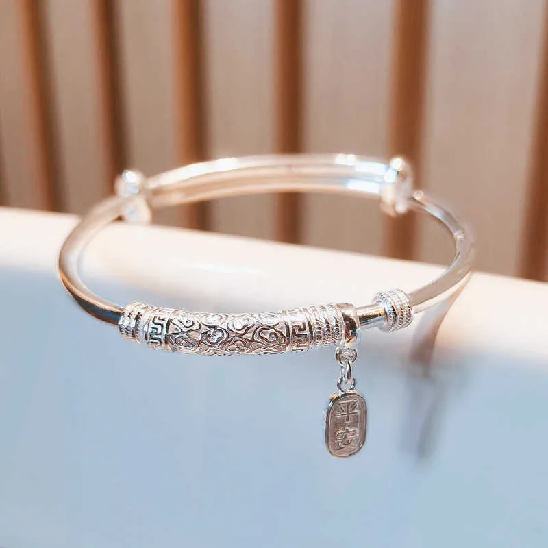 DHgate.com:S999 Pure Silver Bangle Bracelet - Ping An Joy