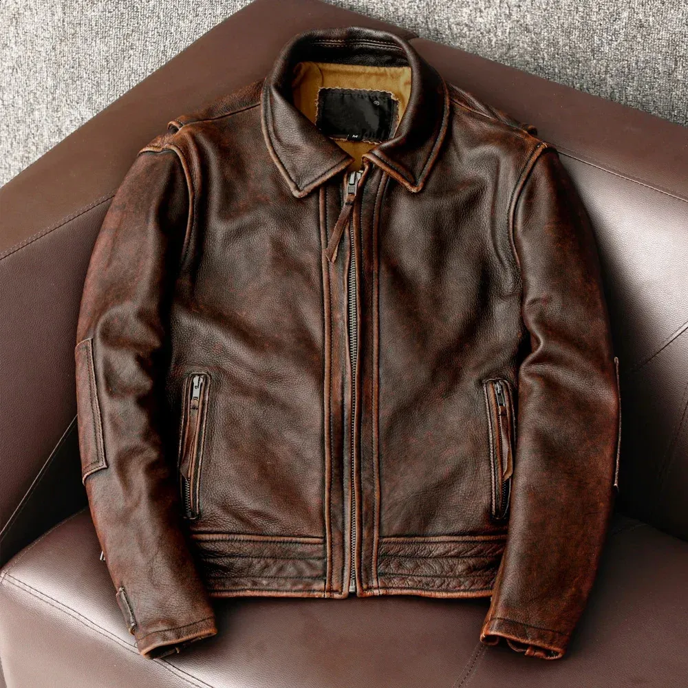 Vintage Leather Used Leather Jackets For Sale Cowhide Jacket