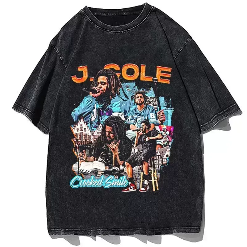 DHgate.com:Oversized Vintage J Cole Graphic T-Shirt - Black