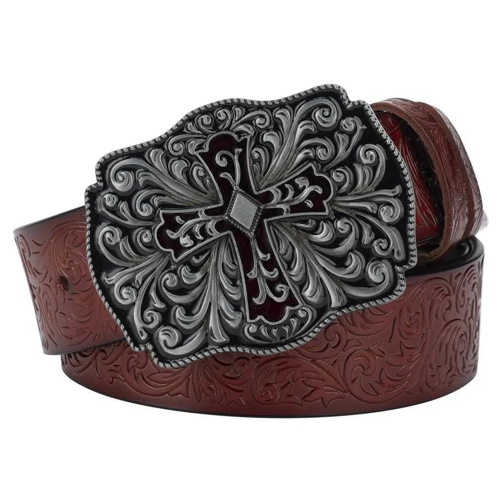 ベルト JILLSTUART Dark brown matte buckle decorate automatic belt DHgate.com:Embossed Leather Belt with Decorative Cross