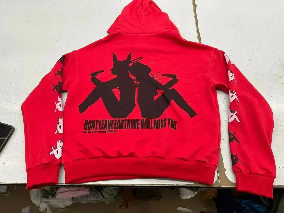 Harajuku Drolandmiller Corrupt Oversized Knit Hoodie for Women