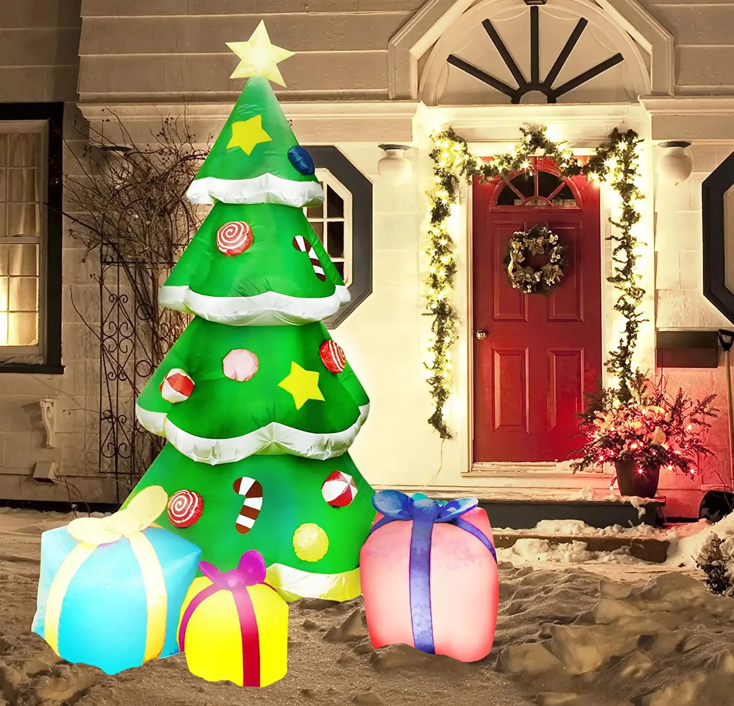 Giant inflatable Christmas tree lights up Merry Christmas outdoor decoration LED lights