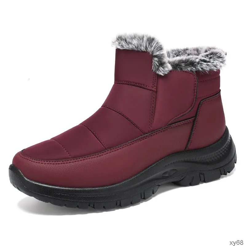 Mens Winter Warm High Top Boots Plush, Thickened PU, Snowproof