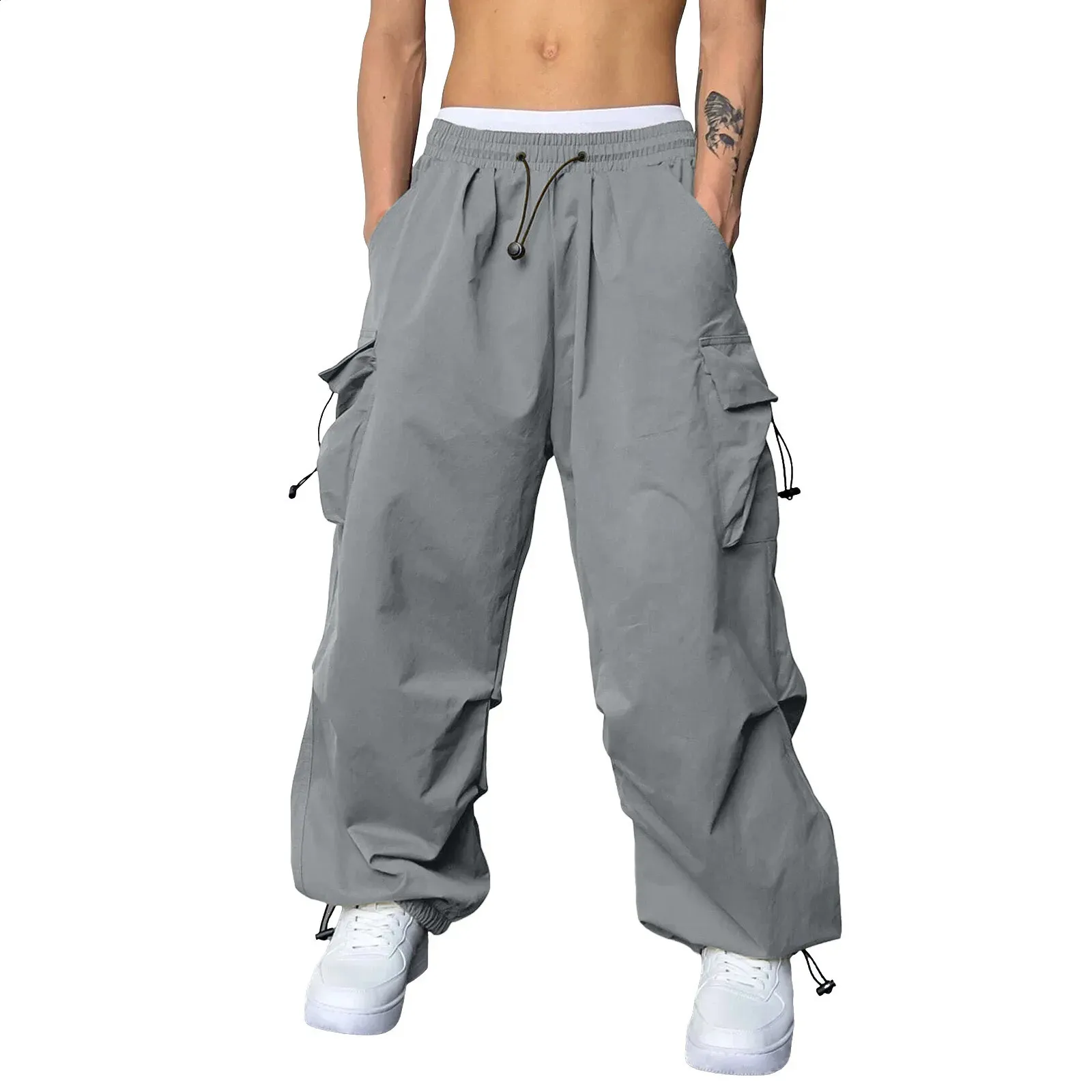 Oversized Cargo Parachute Pants - Mens Streetwear Techwear