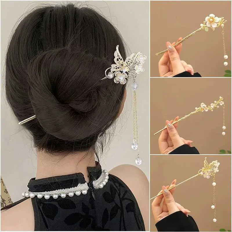 Elegant Handmade Butterfly Flower Hair Sticks Set of Classic
